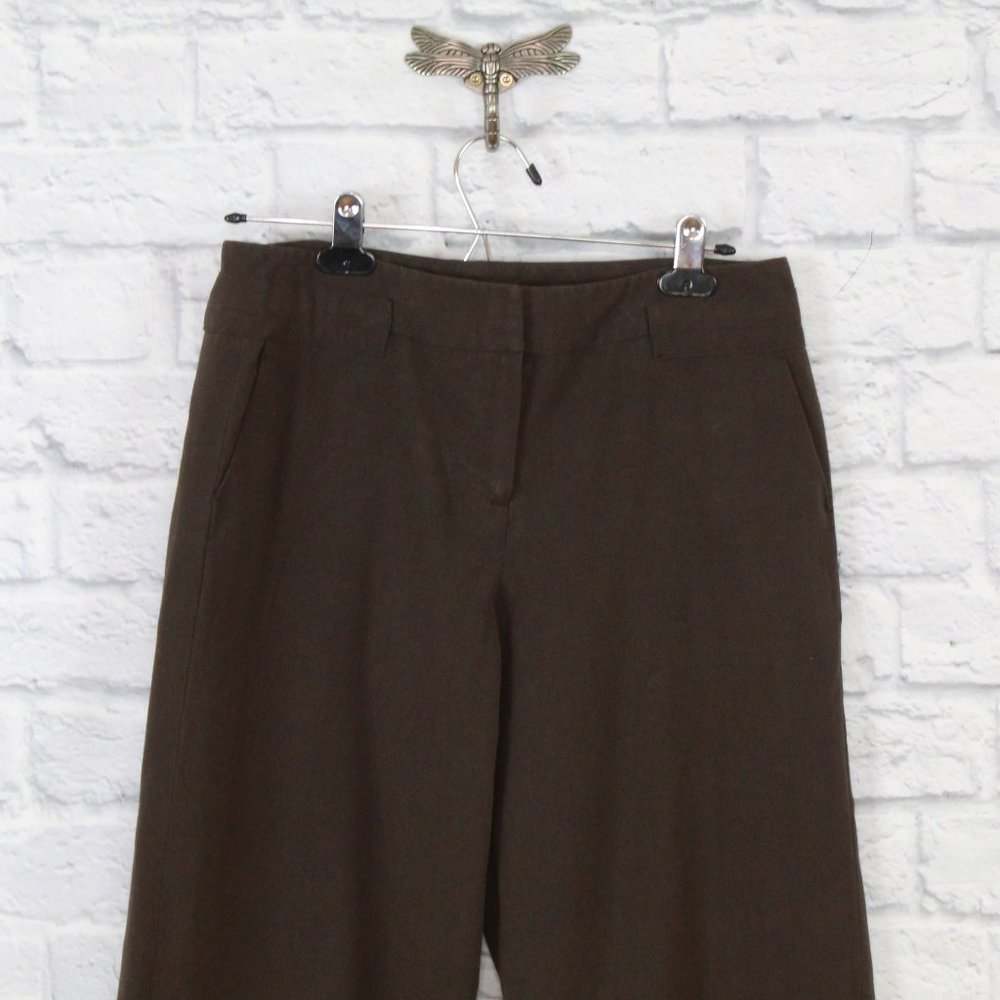 Larry Levine Brown Stretch Wide Cropped Leg Dress Pants Size 6P - Picture 2 of 10